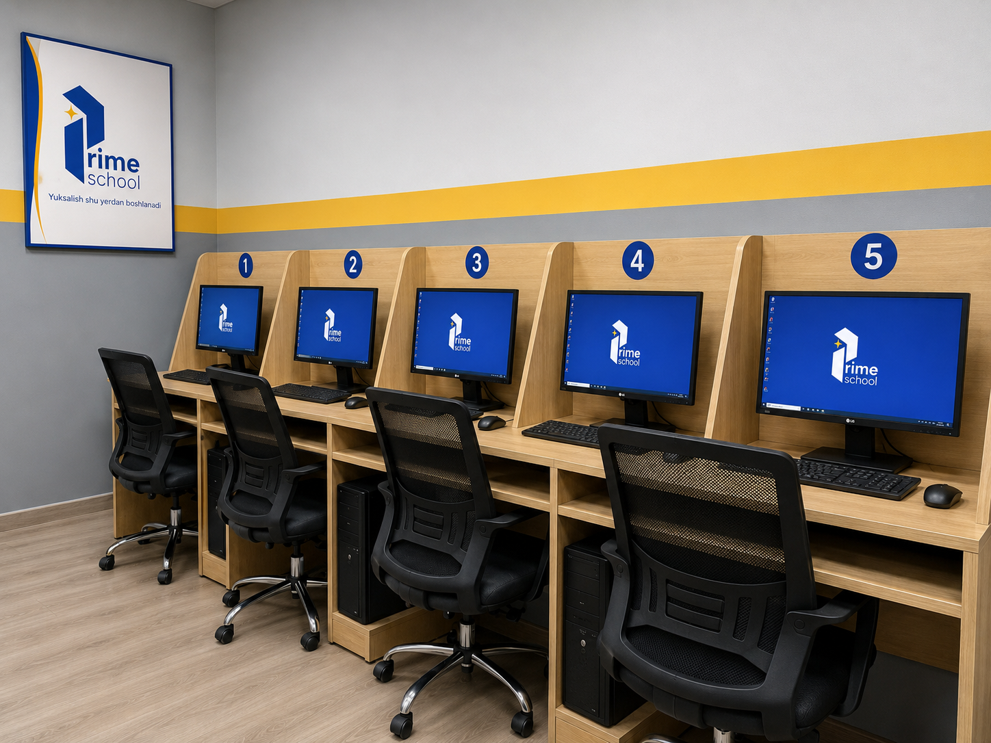 Prime School computer testing workstations